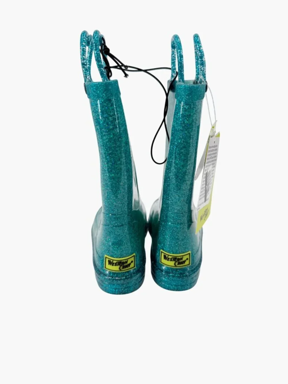 NEW Western Chief Toddler Girls' Abby Glitter Rain Boots - Teal - Size 12